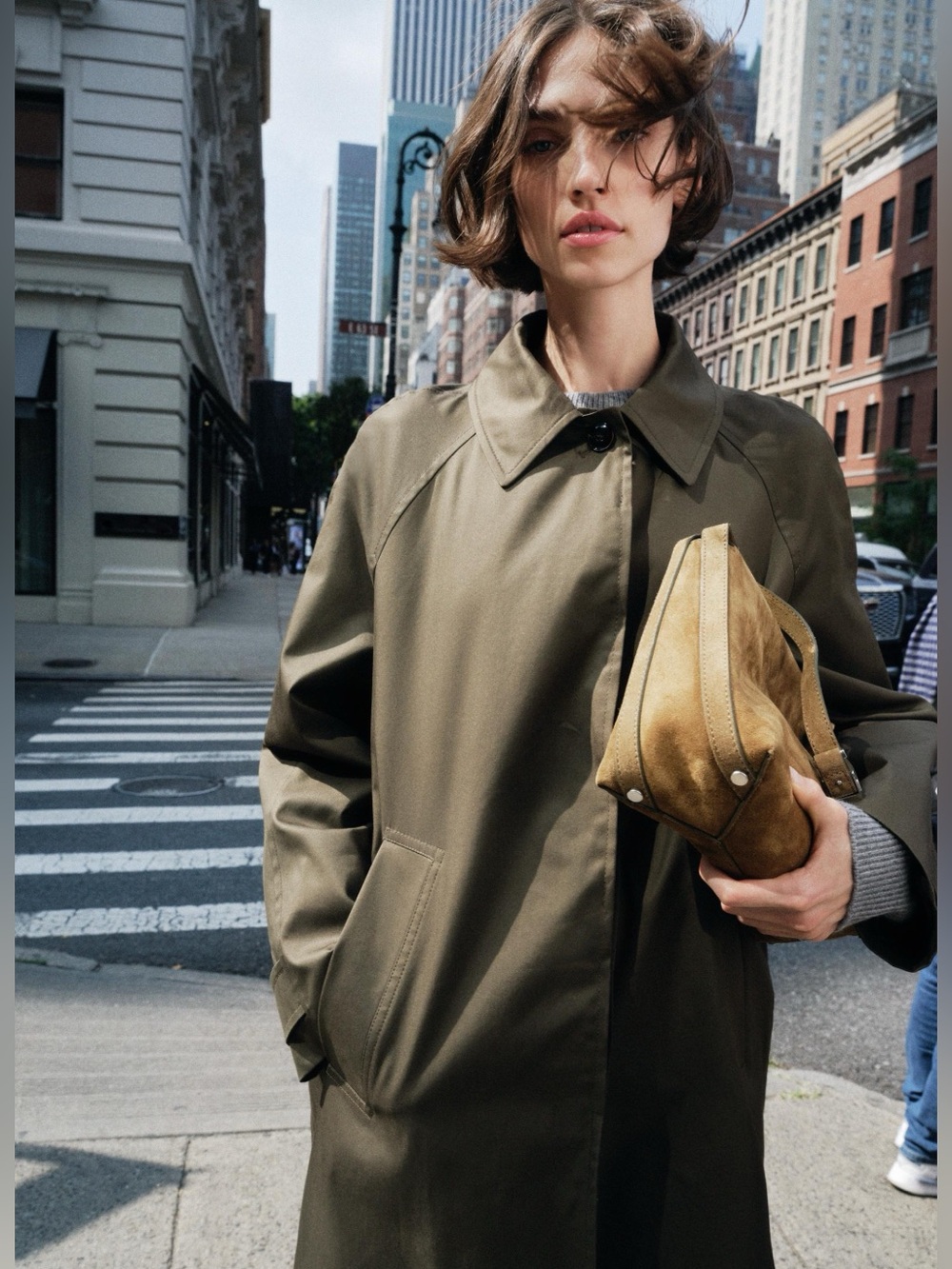 Zara Water Repellent Trench Coat / Car Coat – Olive Green – Size Small